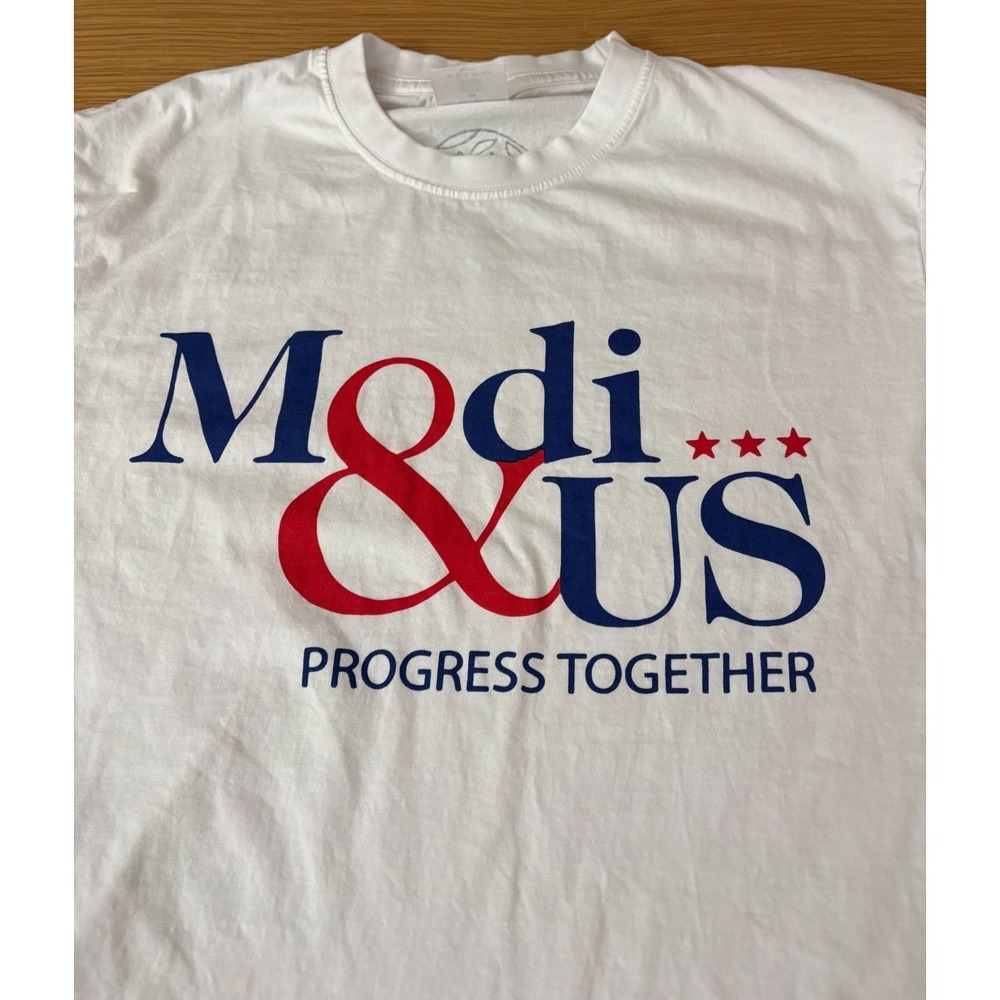 Modi and Us: Progress together Unisex White T-shirt - Picture 3 of 5